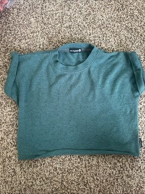 Sugar and Bruno knit crop top. Aqua Green Short Sleeve Top. Youth One Size.